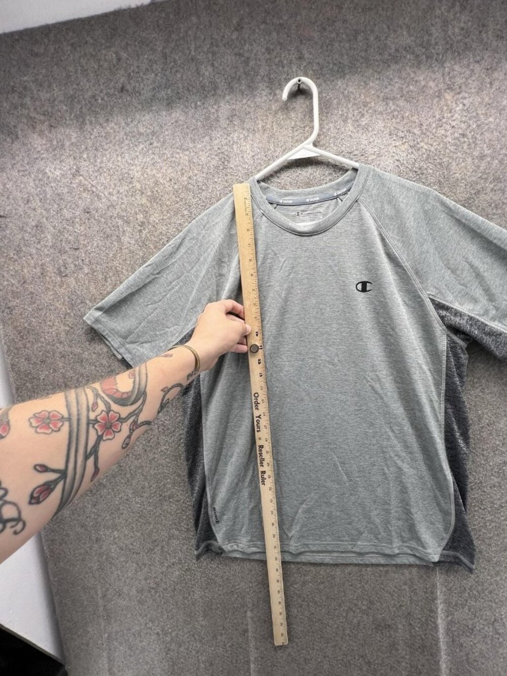 Champion Powertrain Vapor Shirt Mens Large Gray Short Sleeve Performance Top - Picture 5 of 11